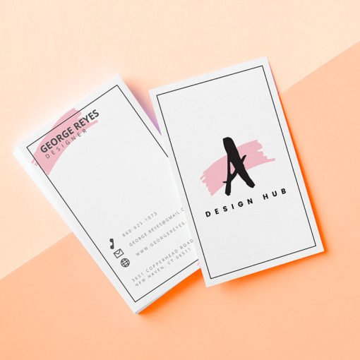 Designers vertical Business Cards Printing, Custom Standard Business cards | UV, Matte, and Aqueous coating Designers Business Cards With Vibrant, full-color printing on one or two sides | Print Magic