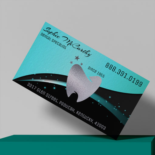Foil Business Cards | Business Cards Silver Foil Horizontal Rectangle Dental Healthcare | PrintMagic