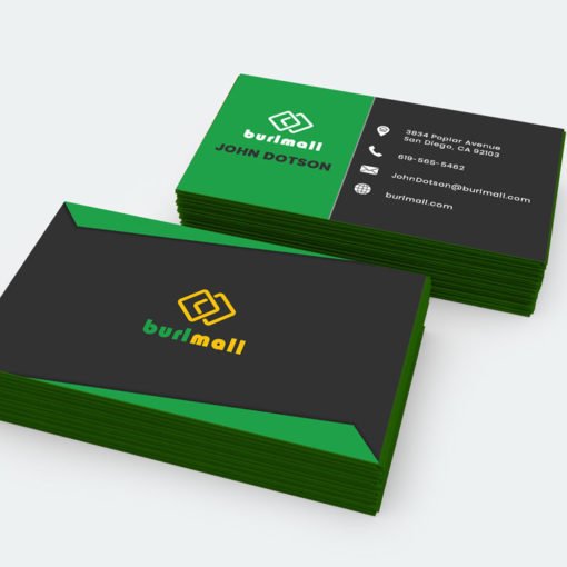 colored edge business cards, Metallic Green Edge Business Cards, Ultra Thick Business Cards