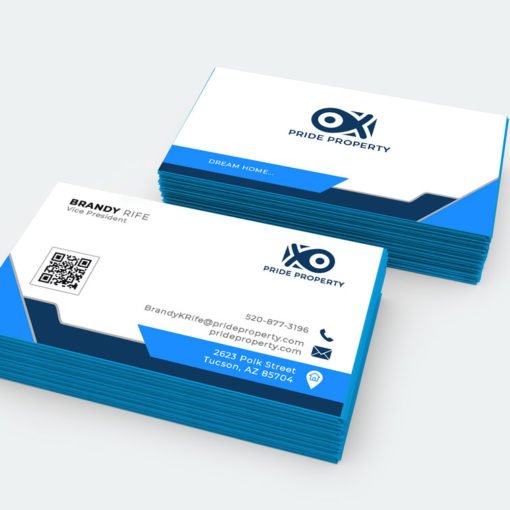 Painted Edge Business Cards, Popular Business Cards, Metallic Blue Edge Business Cards