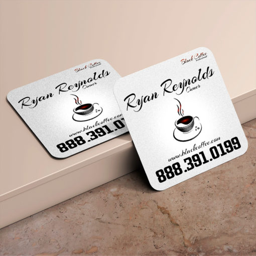 Foil Business Cards | Square Rounded Corners Business Card Black Foil Restaurant Cafe | PrintMagic