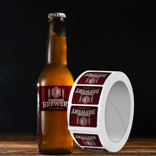 Beer Labels Horizontal Round Corner Unwind Top Bright Silver Metallic homebrew parties sports beer High Quality Stock various size shapes Printmagic