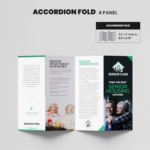 Business Flyers Accordion Fold 4 Panel Restaurant Coupon Spa Educational Events Branding Promotions Quick and Easy High Quality Premium Stock Affordable Printing | Printmagic