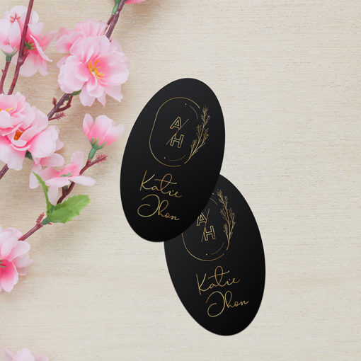 Die-Cut Stickers Vertical Oval Sticker branding beauty and cosmetic products | PrintMagic