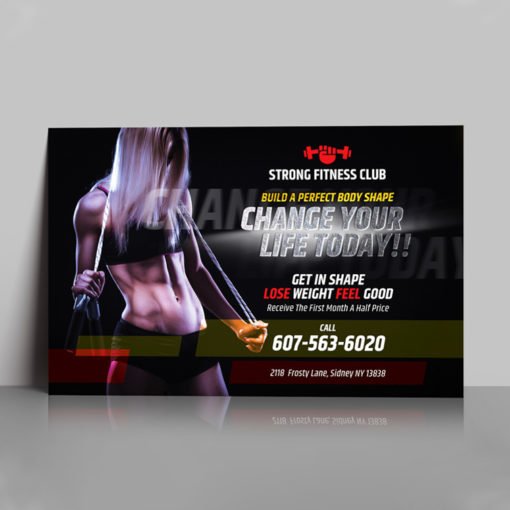 Foil Flyers Printing, Premium Fitness Club Flyers, Blue Foil Flyers
