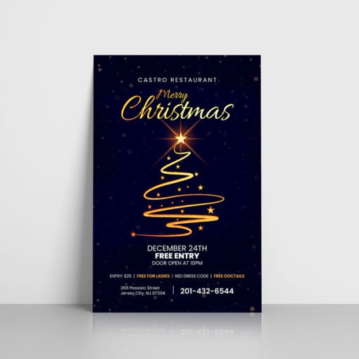 Gold Foil Flyers Horizontal High-Quality Christmas Party Flyers Restaurant Spa Educational Branding Promotions Quick and Easy High Quality Premium Stock Affordable Printing