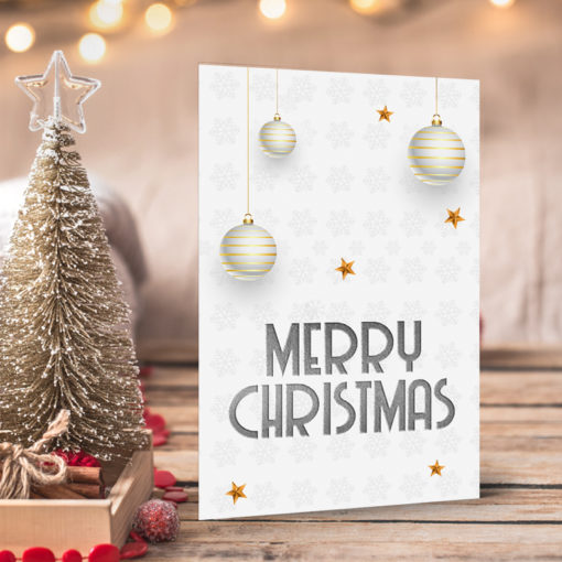 Silver Folded Raised Foil Greeting Cards Merry Christmas Happy Holiday | Printmagic