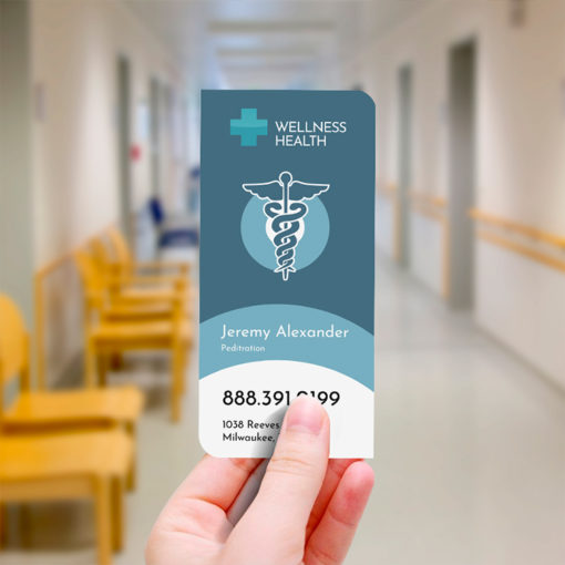 Slim Rounded Corner Business Cards | Slim Two Rounded Corners Business Cards Vertical Healtcare | PrintMagic