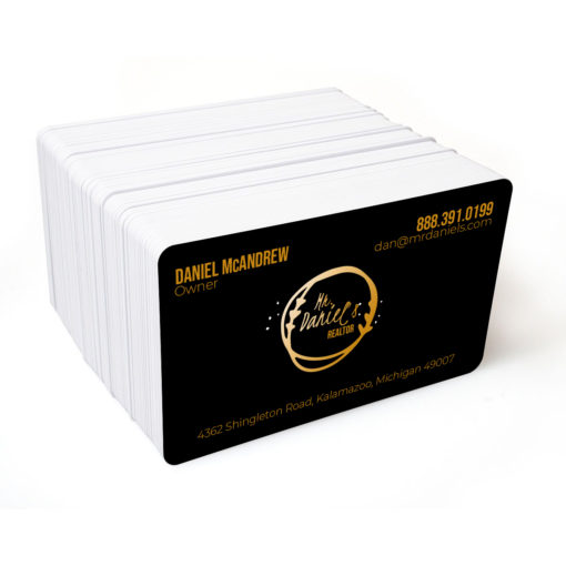 Plastic Business Cards | Horizontal Rectangle Rounded Corners White Plastic 20pt printed front only Real Estate Plastic Business Card | PrintMagic