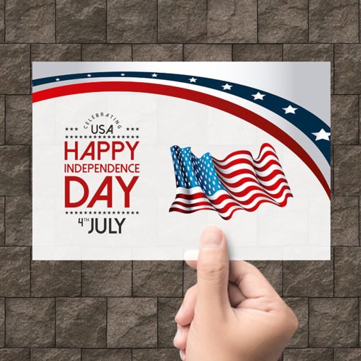 Custom Plastic Postcards | Happy Independence Day Plastic Postcards with White Plastic -20pt. And printed front only | Print Magic