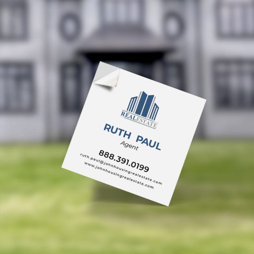 Business Card Stickers | Business Card Sticker Square Real Estate Agent Card | PrintMagic