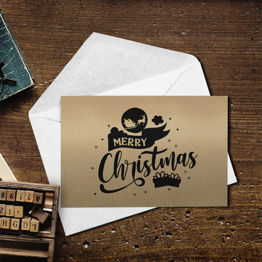 Flat Brown Kraft Greeting Cards | A beautiful yet organic appearance that draws attention Merry Christmas Greeting Cards | PrintMagic