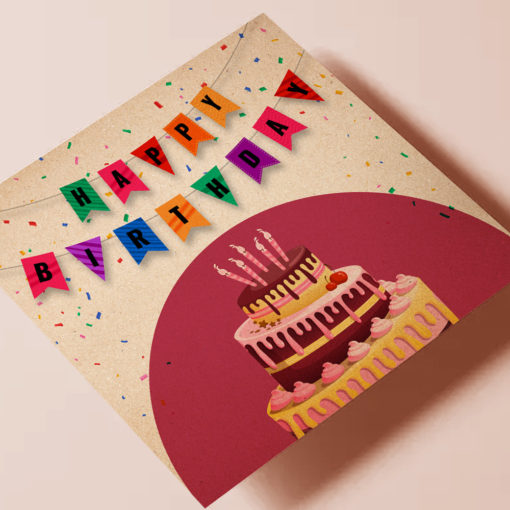 Square Brown kraft Greeting Cards eco friendly happy birthday | Printmagic