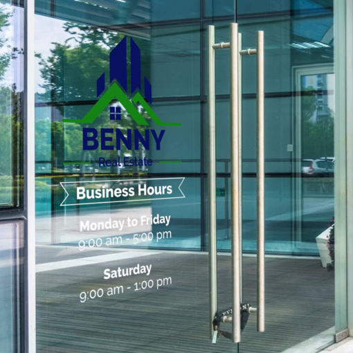 Clear Window Decal Apply Behind the Window Office Hours Marketing Branding Glass Door Premium Quality Adhesive Sticker Wall Vinyl Signs | Printmagic