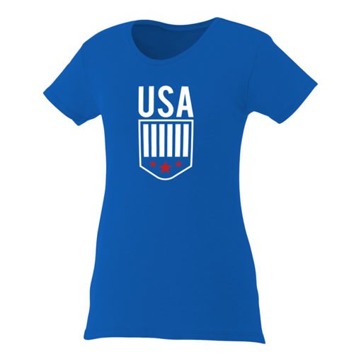 Custom Printed Ladies Premium Short Sleeve Colored T-shirt | Blue