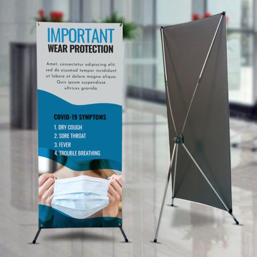 Multifunctional Adjustable X-Banner Stands | X-Banner Stands | X - Style Frame Stand 1-sided Banner Stand with Locking tripod stand design and built-in hooks for quick set up | Print Magic