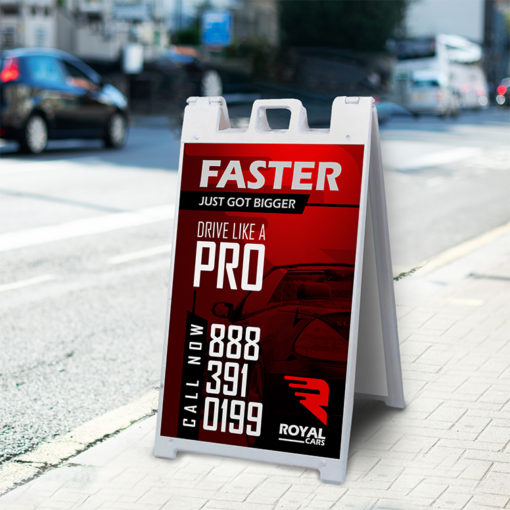 Automotive A-Frame Sidewalk Signs | Very visible marketing tool to attract pedestrians And Durable, portable, and easy to set up in place | Print Magic