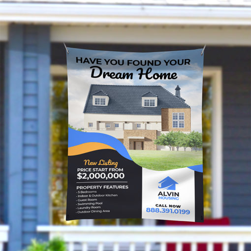 Real Estate Fabric Banner | Real Estate Fabric Banner with Premium Polyester Banner 9 oz. material and Wrinkle-free with superb print quality and opacity | Print Magic