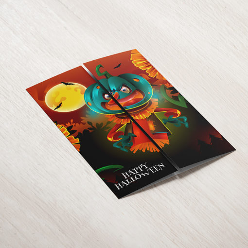 Halloween gate fold brochure | Fold styles like Z-fold, Half-fold, Roll fold and more available and Full-color printing on front or front and back | Print Magic