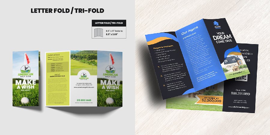 Tri-Fold Brochure | Brochure opens up like a gate on either side and Durable, long-lasting UV coating | Print Magic