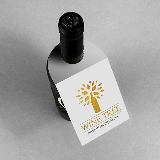 Bottle Neck Foil Hang Tags | Silk lamination on Premium Gloss paper stock Gold Foil | PrintMagic