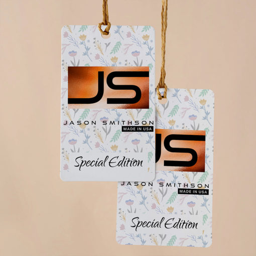 Copper Foil Hang Tags | Custom Copper Foil Hang Tags with silk lamination and Spot UV coating | Custom Copper Foil Rectangle Hang Tags | Copper Colored Premium Hang Tags| Hang Tag Printing | PrintMagic