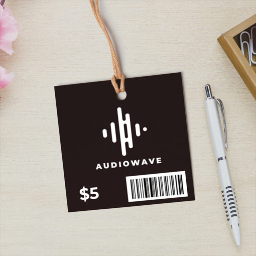 Square Hang Tags | Music, Electronic, Sports and Fashion Accessory | Price Tags | Square Hang Tags with Hole Drills | Hang Tag Printing | PrintMagic