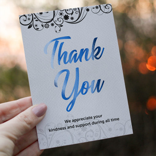 Blue Foil Greeting Cards - Professional Business Greeting Cards - Employee Appreciation Cards | Premium Paper Stock - Foil Greeting Card Printing | PrintMagic