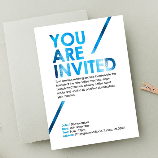 Blue Foil Invitation Cards | Premium Team and Business Event Cards | Premium Foil Invitation Cards | Blue Foil Invitation Cards with Envelopes | Foil Invitation Card Printing
