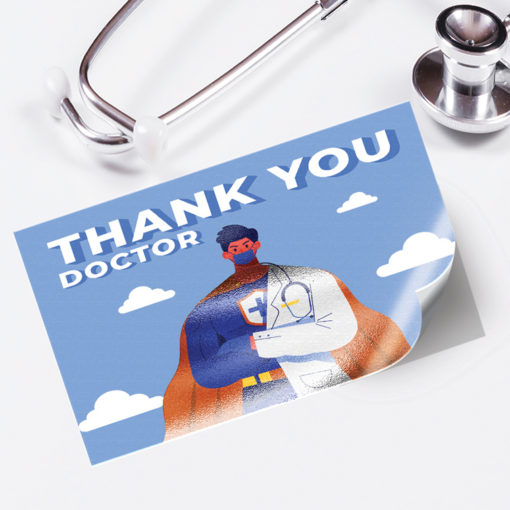 Akuafoil Metallic Stickers | Akuafoil Sticker Rectangle Healthcare Thank You with CMYK Colors and UV coating | PrintMagic