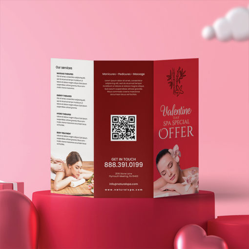 Tri-Fold Brochure | Printed Both Side with Aqueous coating SPA Tri fold Brochure Valentines Special | PrintMagic
