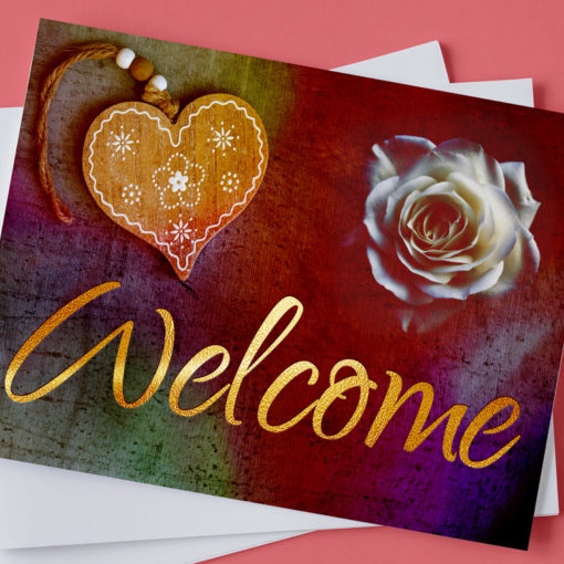 Horizontal Akuafoil Flat Greeting Cards Welcome Message| Printmagic