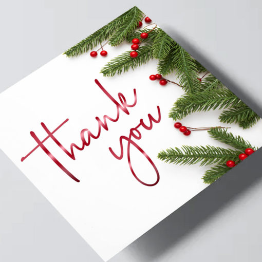 Square Akuafoil Flat Greeting Card Thank You Thanksgiving| Printmagic