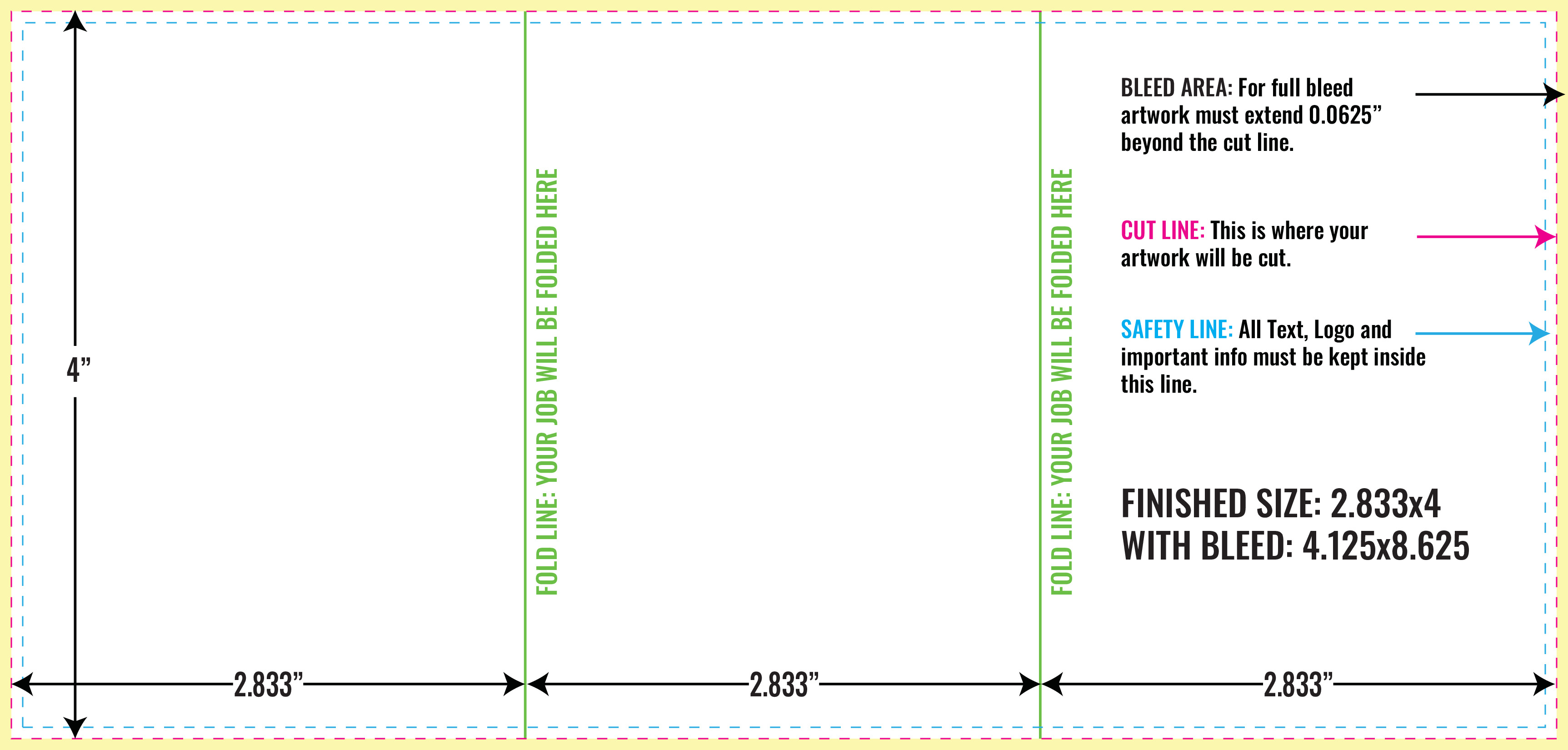 Print Layout Templates 4" x 8.5" Brochures Vertical