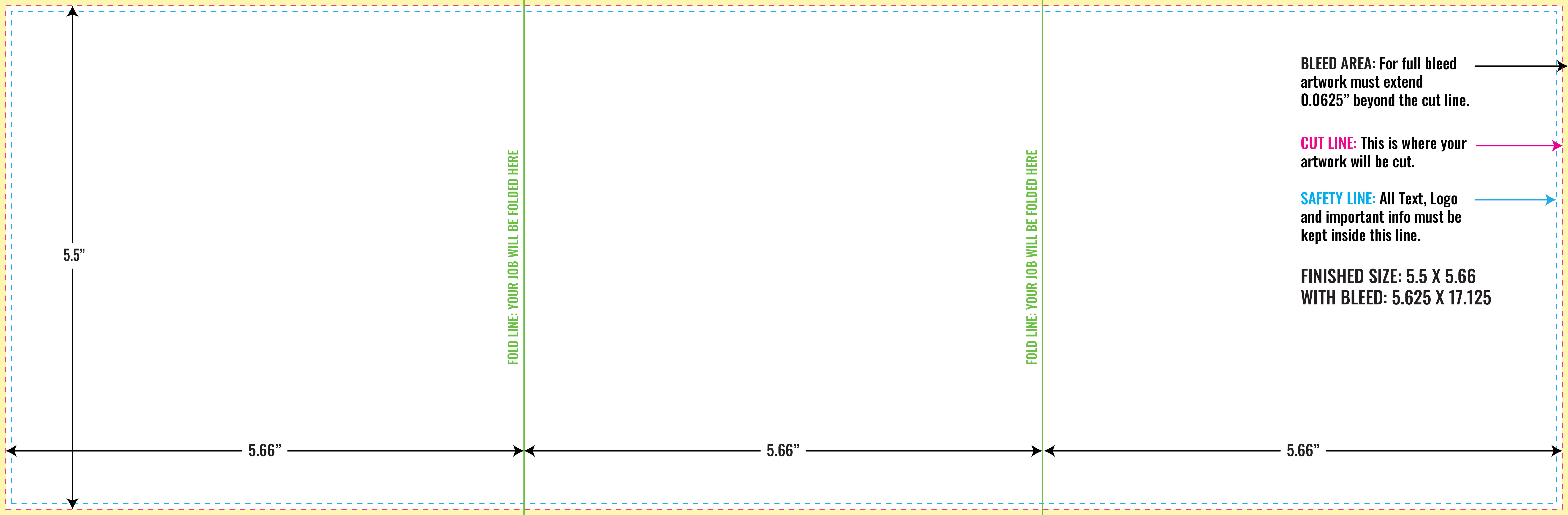Print Layout Templates 5.5" x 17" Brochures Vertical