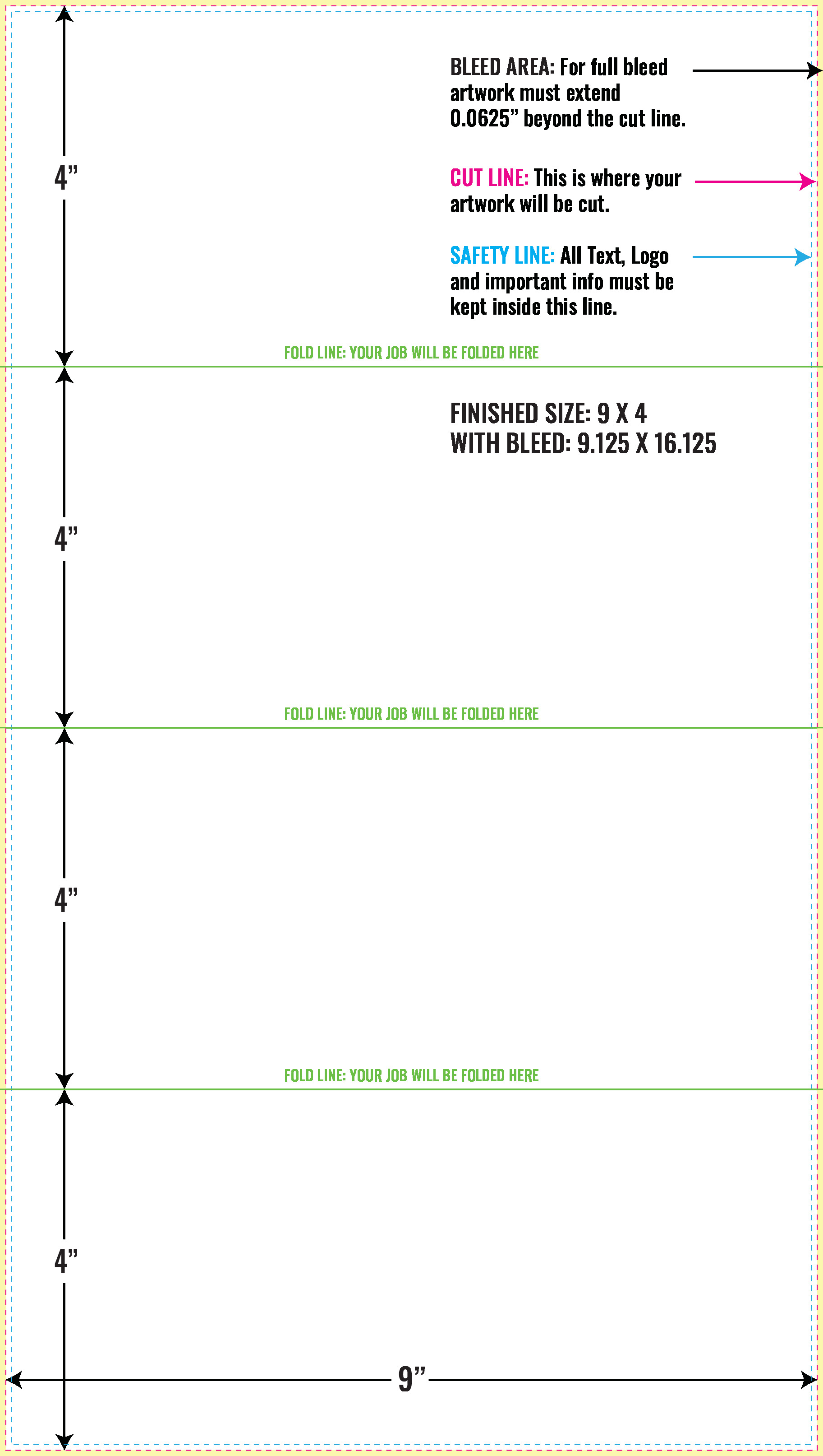 Print Layout Templates 9" x 16" Brochures Horizontal