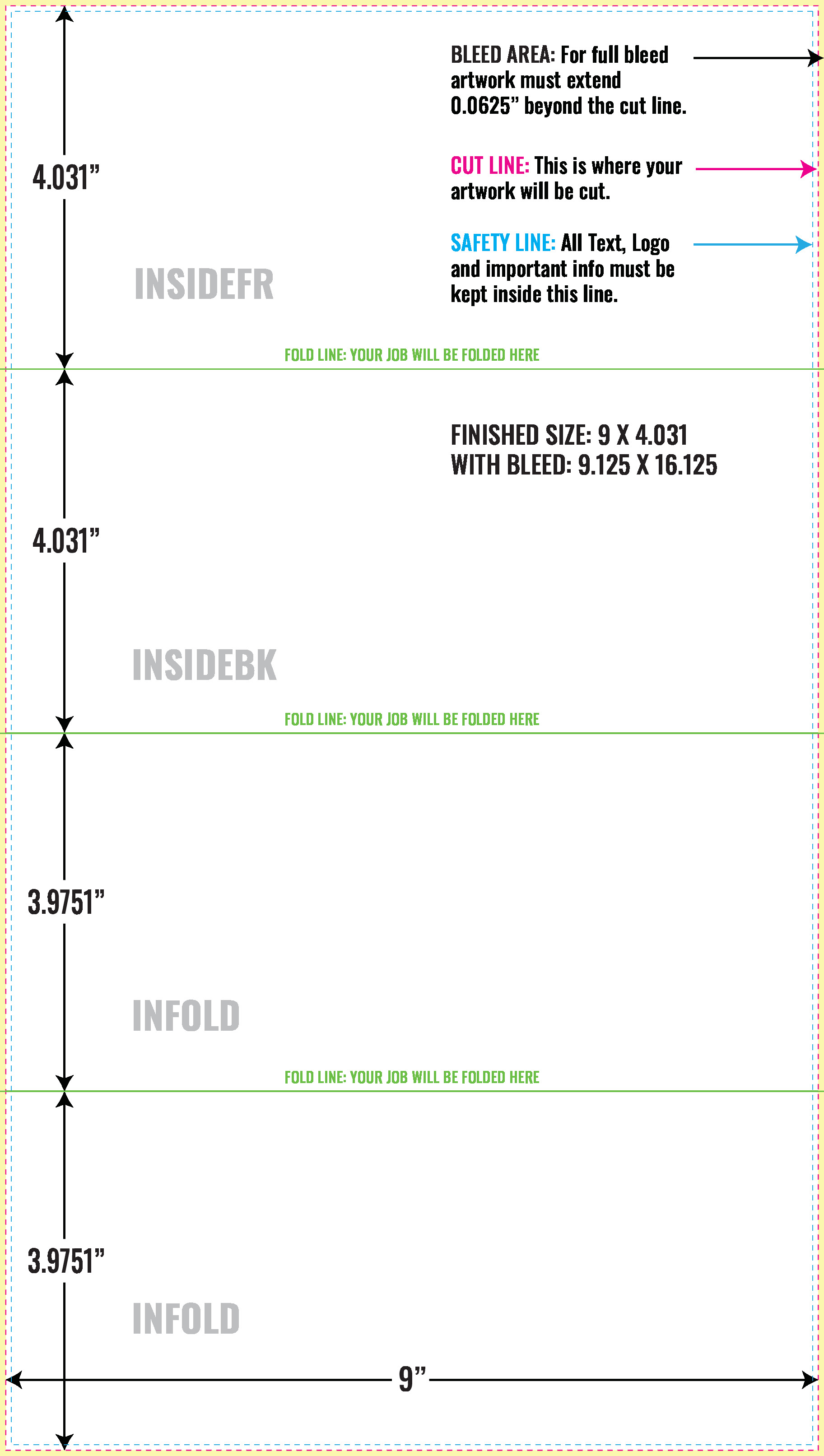 Print Layout Templates 9" x 16" Brochures Horizontal