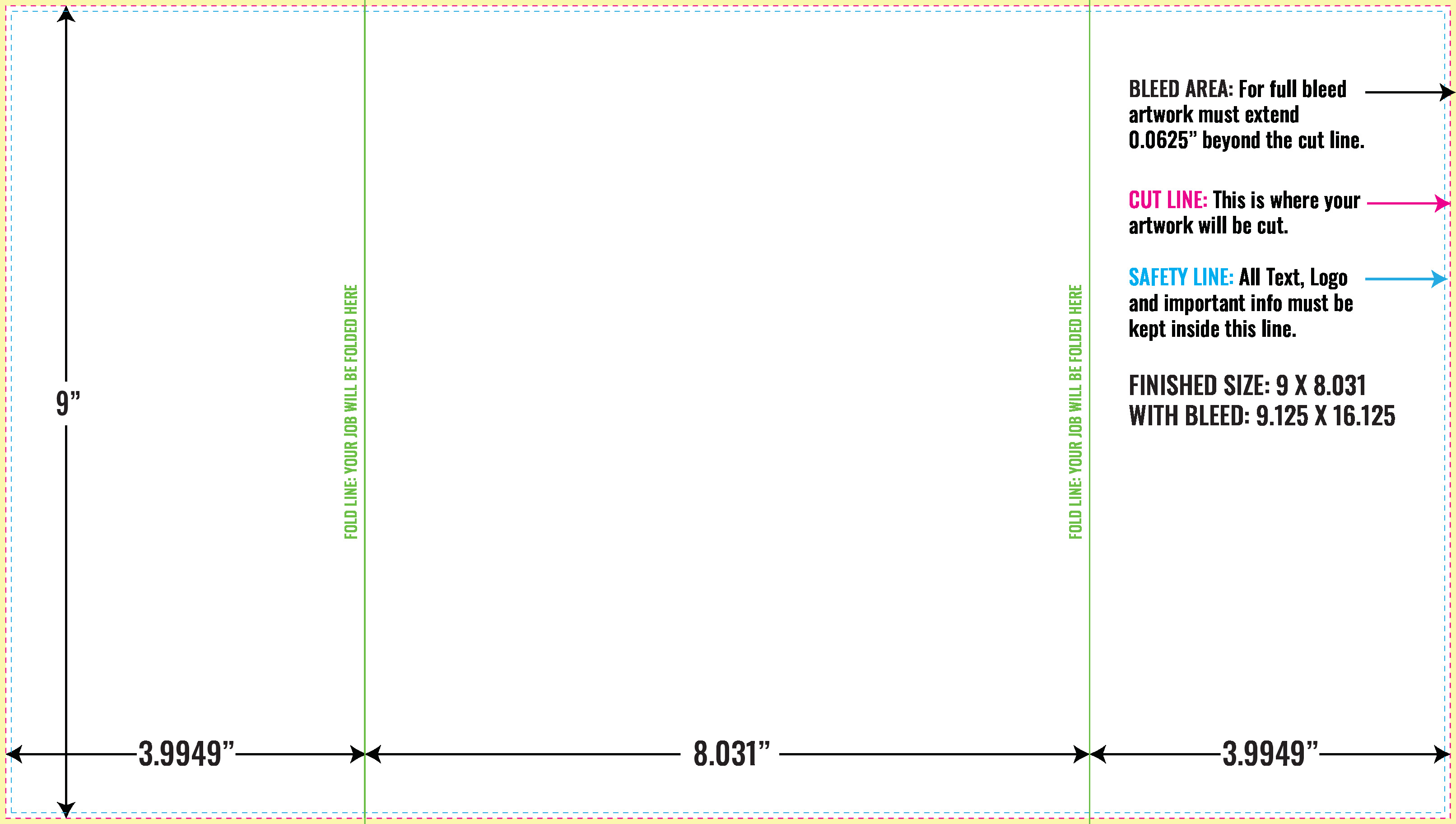 Print Layout Templates 9" x 16" Brochures Vertical