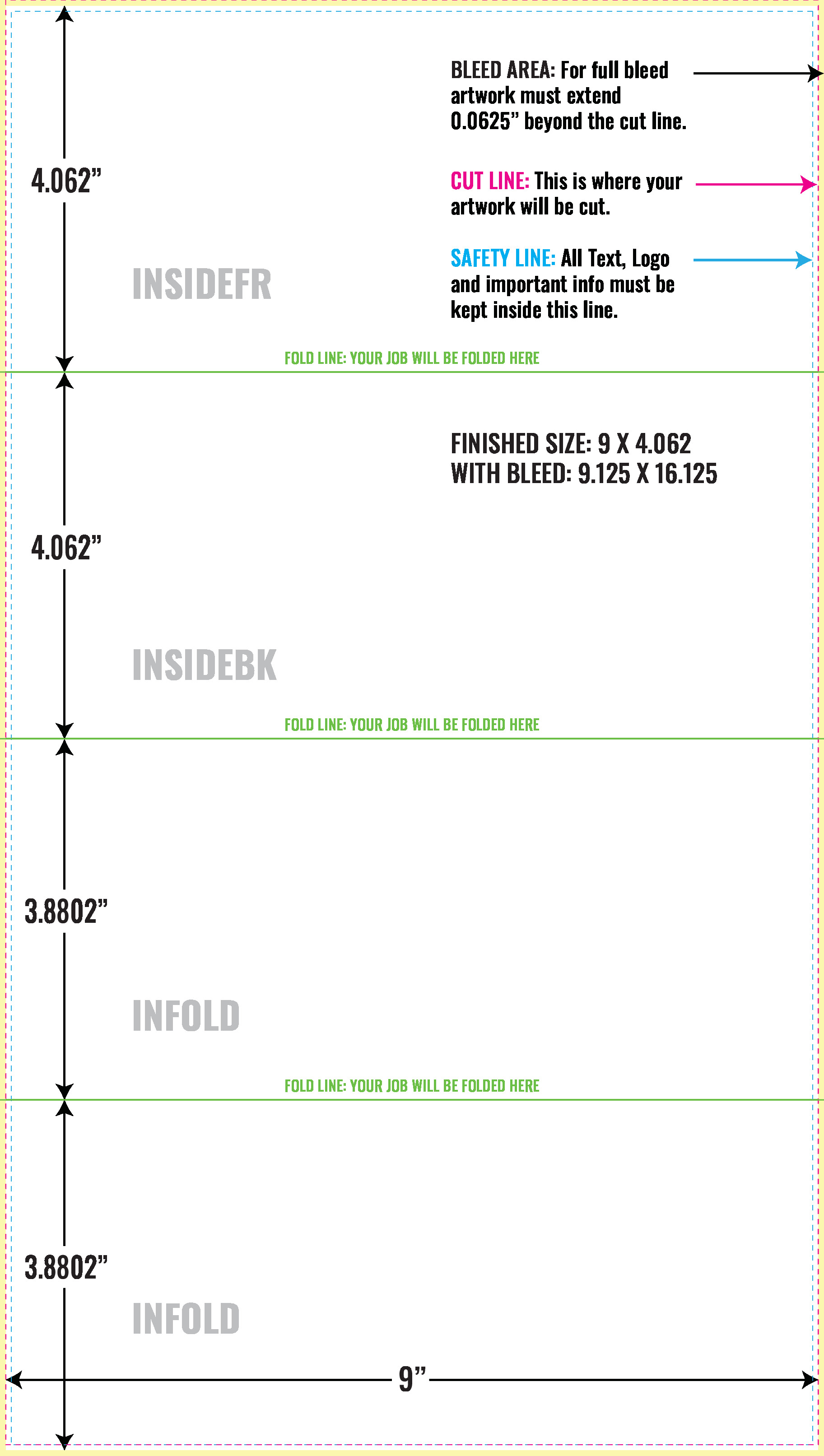 Print Layout Templates 9" x 16" Brochures Horizontal