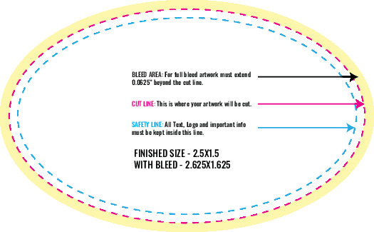 Print Layout Templates 1.5" x 2.5" Labels Horizontal Oval
