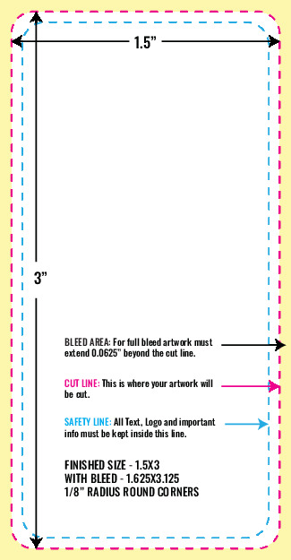 Print Layout Templates 1.5" x 3" Labels Vertical Rectangle
