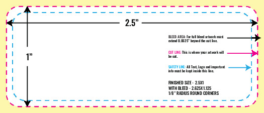 Print Layout Templates 1" x 2.5" Labels Horizontal Rectangle