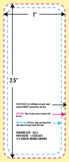 Print Layout Templates 1" x 2.5" Labels Vertical Rectangle