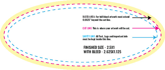 Print Layout Templates 1" x 2.5" Labels Horizontal Oval