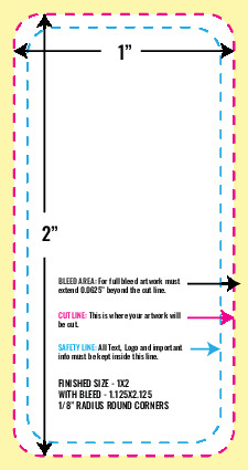 Print Layout Templates 1" x 2" Labels Vertical Rectangle
