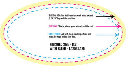 Print Layout Templates 1" x 2" Labels Horizontal Oval