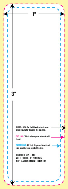 Print Layout Templates 1" x 3" Labels Vertical Rectangle
