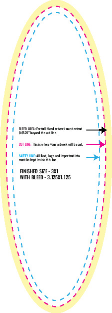 Print Layout Templates 1" x 3" Labels Vertical Oval