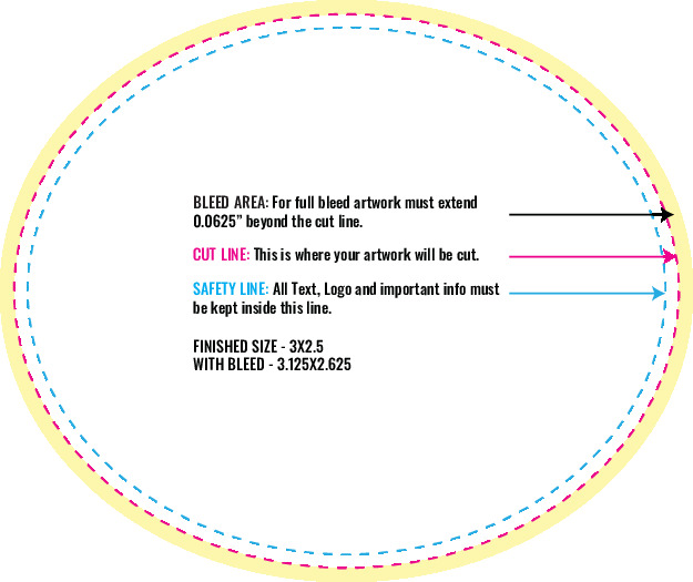 Print Layout Templates 2.5" x 3" Labels Horizontal Oval