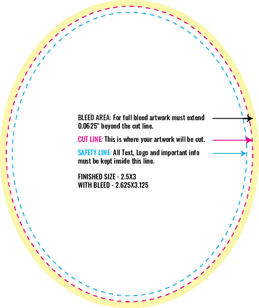 Print Layout Templates 2.5" x 3" Labels Vertical Oval